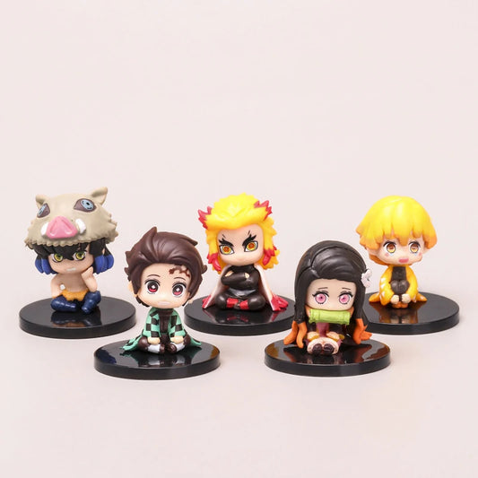 Set de 5 Figuras Mini Kawaii Demon Slayer ENVIO GRATIS